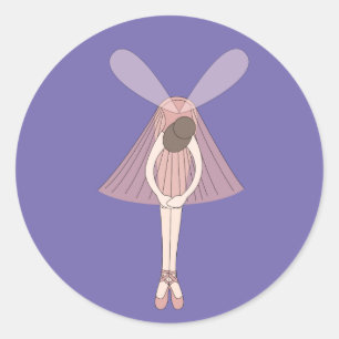 Pegatina Redonda illusima Ballerina Fairy Purple