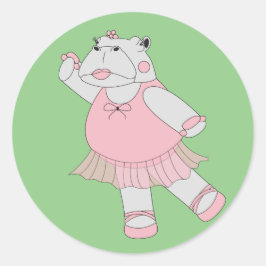 Pegatina Redonda illusima Ballerina Hippo Green
