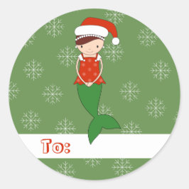 Pegatina Redonda illusima Ballerina Mermaid Navidades Snowflakes