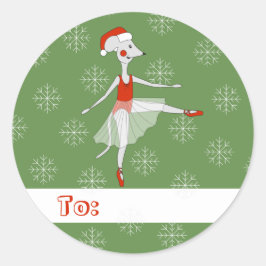 Pegatina Redonda illusima Ballerina Mouse Navidades Snowflakes
