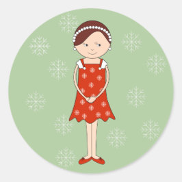 Pegatina Redonda illusima Ballerina Navidades Chica Green