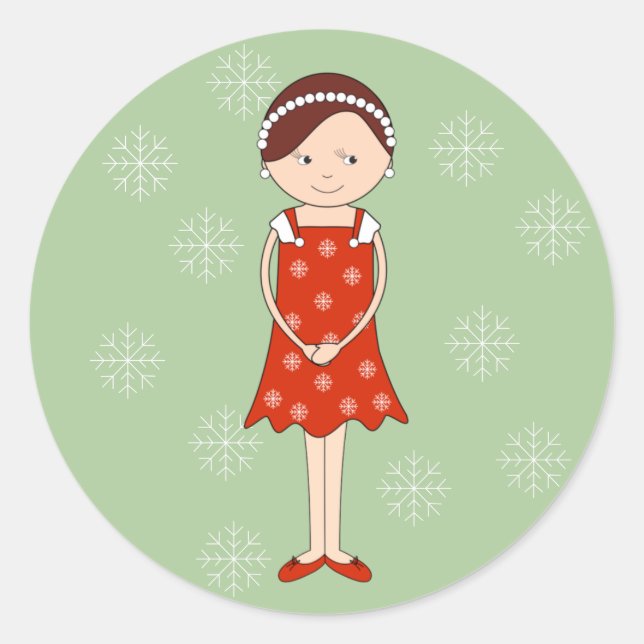 Pegatina Redonda illusima Ballerina Navidades Chica Green (Anverso)