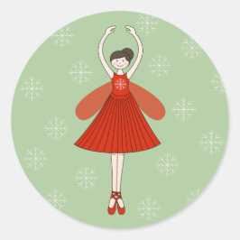 Pegatina Redonda illusima Ballerina Navidades de hadas Snowflakes
