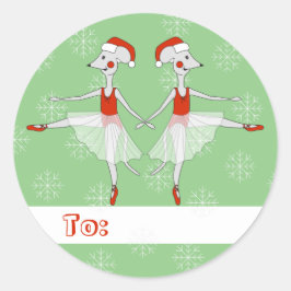 Pegatina Redonda illusima Ballerina Navidades de ratones Snowflakes
