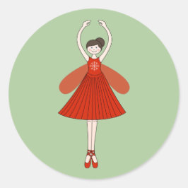 Pegatina Redonda illusima Ballerina Navidades Fairy Green
