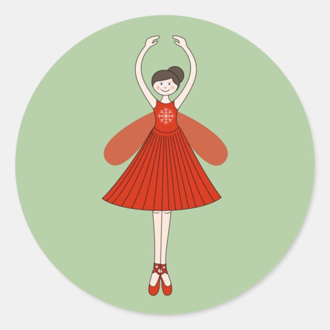 Pegatina Redonda illusima Ballerina Navidades Fairy Green (Anverso)