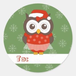 Pegatina Redonda illusima Ballerina Owl Navidades Snowflakes Green