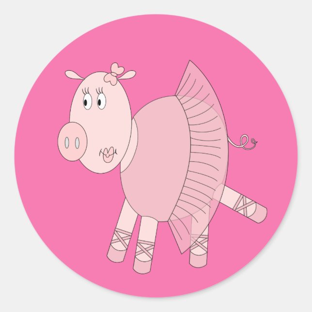 Pegatina Redonda illusima Ballerina Piggy (Anverso)