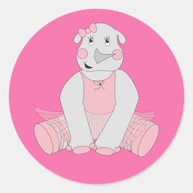 Pegatina Redonda illusima Ballerina Rhino (Anverso)