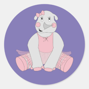 Pegatina Redonda illusima Ballerina Rhino Purple