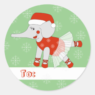 Pegatina Redonda illusima Ballet Elefante Navidad Copo de Nieve Ver