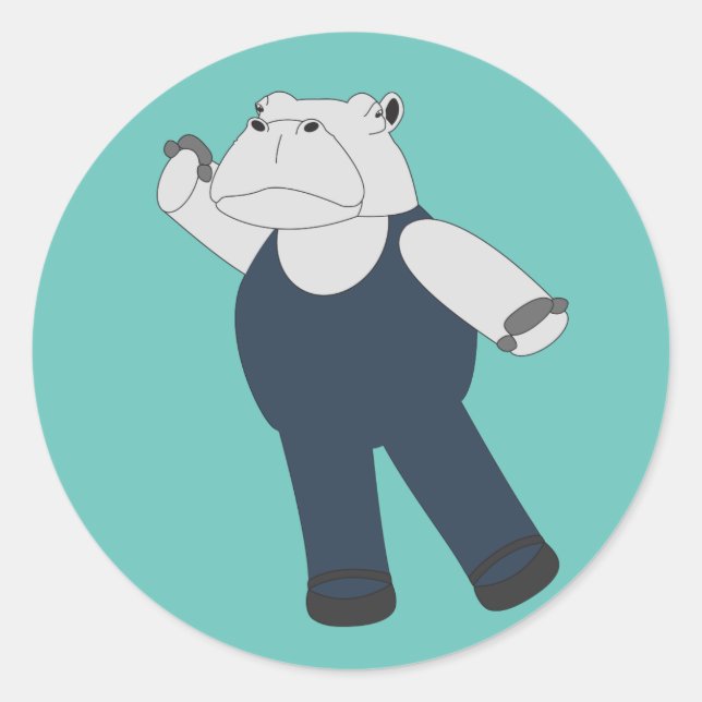 Pegatina Redonda illusima Ballet Hippo Turquoise (Anverso)