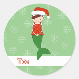 Pegatina Redonda illusima Ballet Sirena Navidad Copos de Nieve Verd