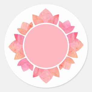 Pegatina Redonda illusima Círculo de Loto Rosa Blanco