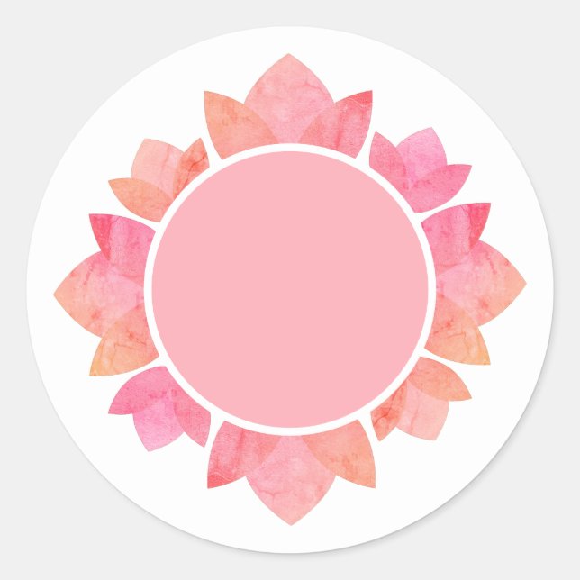 Pegatina Redonda illusima Círculo de Loto Rosa Blanco (Anverso)