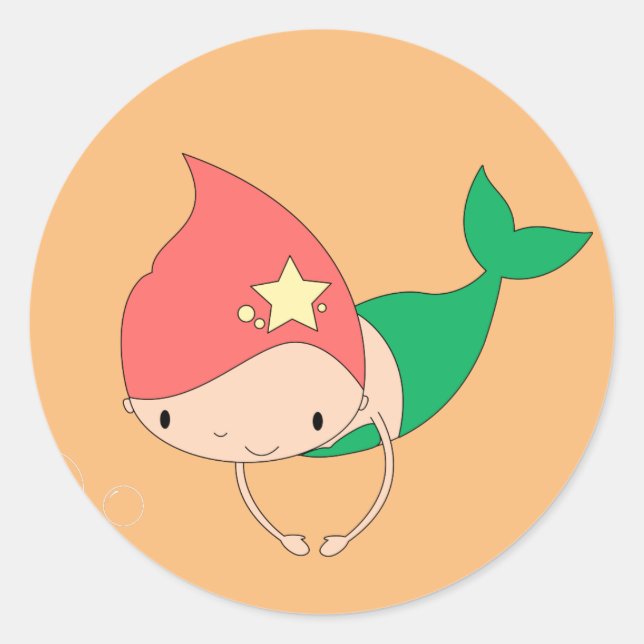 Pegatina Redonda illusima Cotton Candy Mermaid (Anverso)