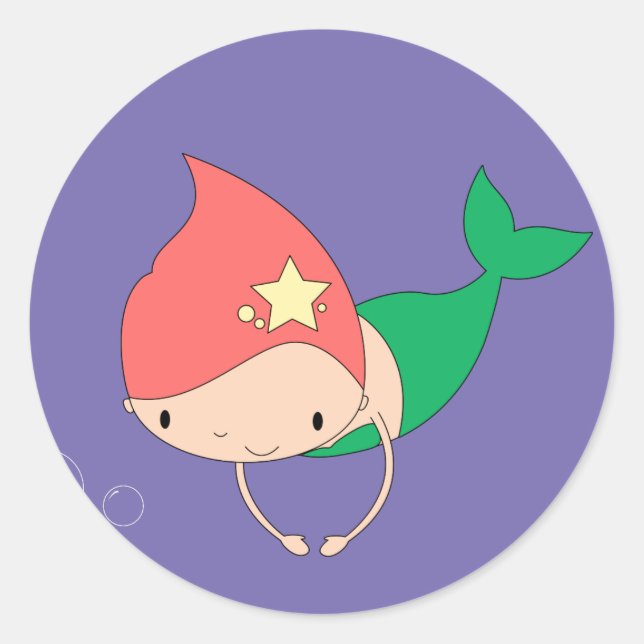 Pegatina Redonda illusima Cotton Candy Mermaid Purple (Anverso)