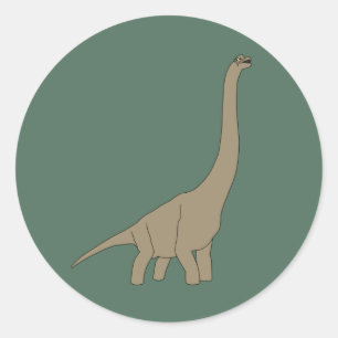 Pegatina Redonda illusima Cuello Largo Dinosaurio Beige Verde
