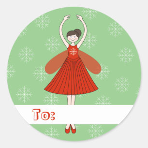 Pegatina Redonda illusima Hada de Ballet Navidad Copos de Nieve Ver