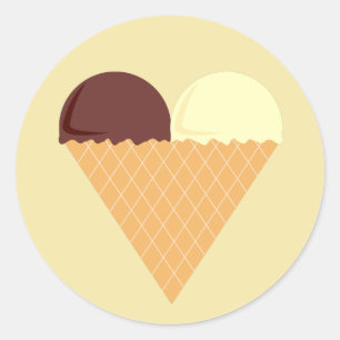 Pegatina Redonda illusima Helado de Chocolate y Banana Crema
