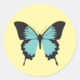 Pegatina Redonda illusima mariposa amarilla