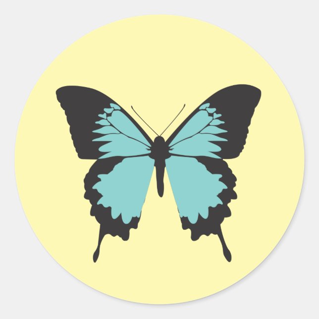 Pegatina Redonda illusima mariposa amarilla (Anverso)