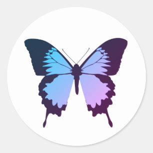 Pegatina Redonda illusima Mariposa Gradiente Azul Morado Blanco