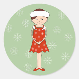 Pegatina Redonda illusima Navidad Chica Invierno Copos de Nieve Ver