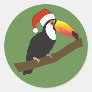 Pegatina Redonda illusima Navidades Toucan