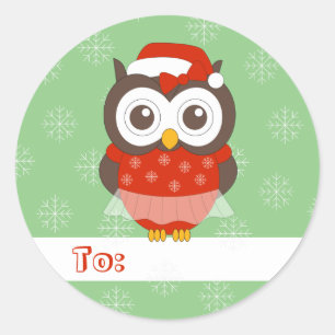 Pegatina Redonda illusima Owl Ballerina Navidades Snowflakes Green