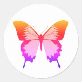 Pegatina Redonda illusima Rainbow Butfly White