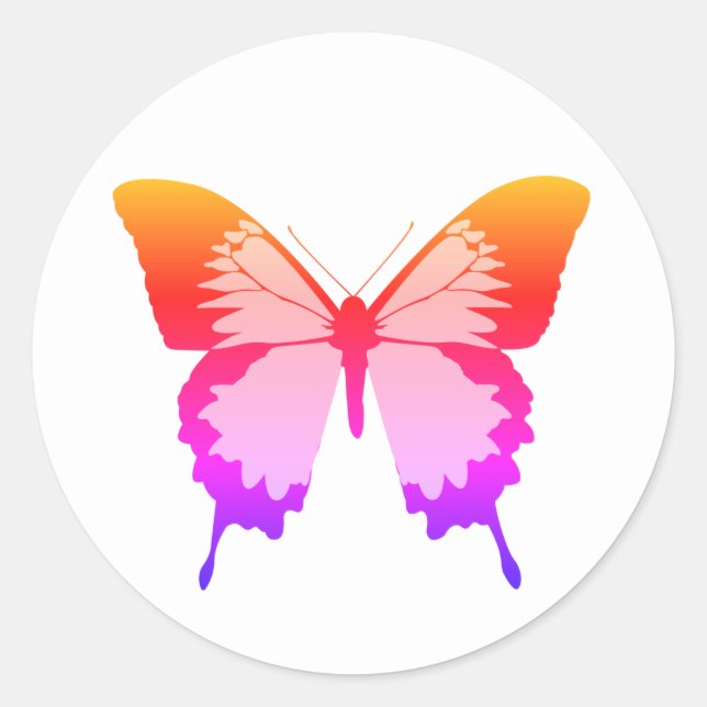 Pegatina Redonda illusima Rainbow Butfly White (Anverso)