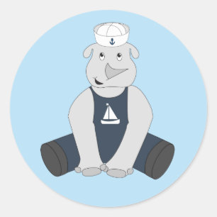 Pegatina Redonda illusima Rhino Sailor