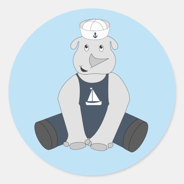 Pegatina Redonda illusima Rhino Sailor (Anverso)
