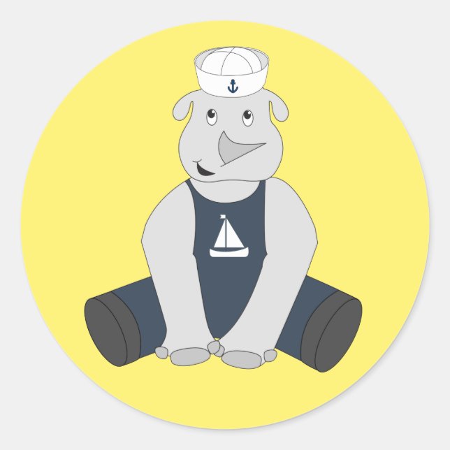 Pegatina Redonda illusima Rhino Sailor Amarillo (Anverso)