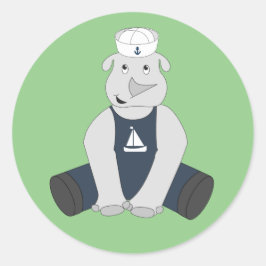 Pegatina Redonda illusima Rhino Sailor Green