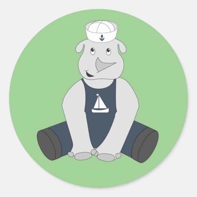 Pegatina Redonda illusima Rhino Sailor Green (Anverso)