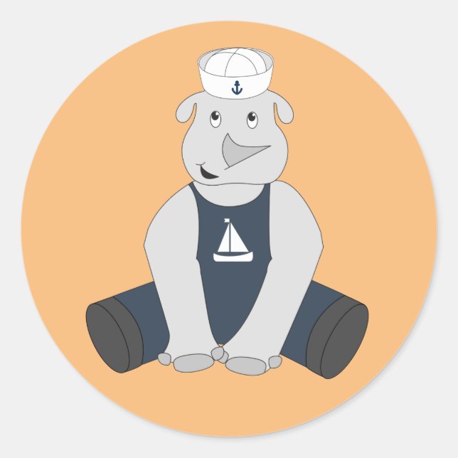 Pegatina Redonda illusima Rhino Sailor Naranja (Anverso)