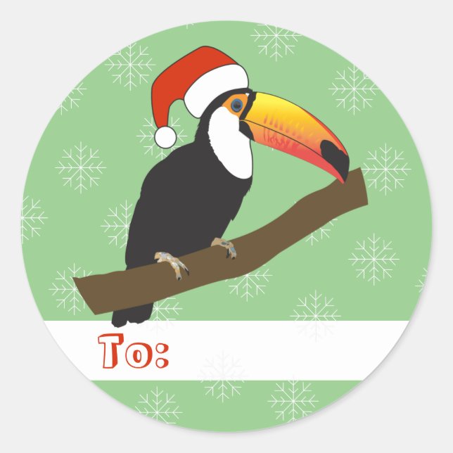 Pegatina Redonda illusima Toucan Navidades Snowflakes Light Green (Anverso)