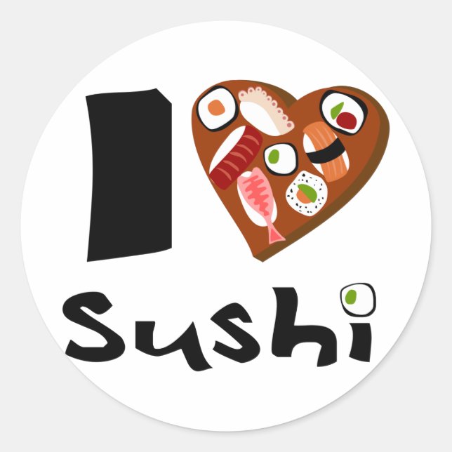 Pegatina Redonda ilovesushipegatina (Anverso)