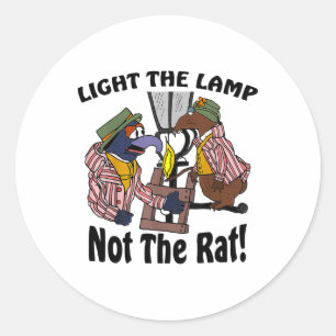 Pegatina Redonda Ilumina la lámpara, no la rata, divertida Navidad