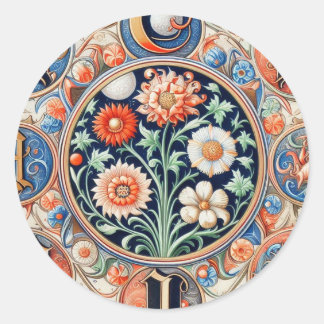 Pegatina Redonda Iluminación medieval