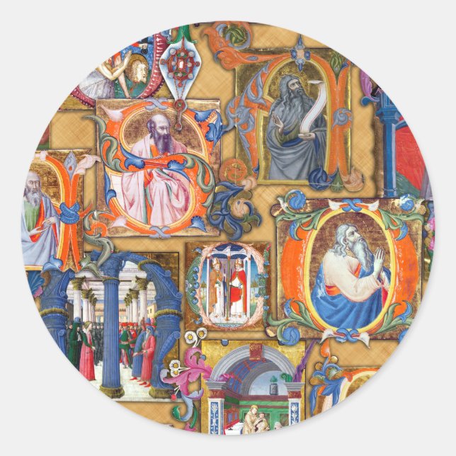 Pegatina Redonda Iluminaciones medievales (Anverso)