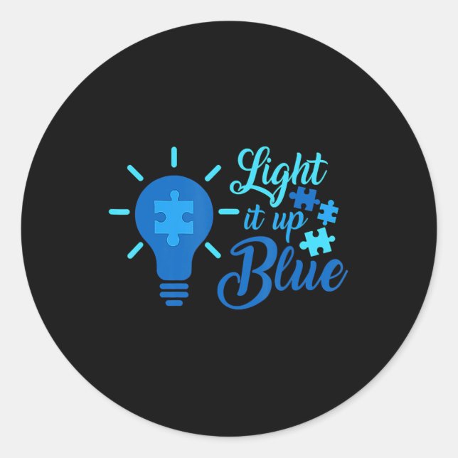 Pegatina Redonda Iluminar el autismo azul Concienciación Cinta de r (Anverso)