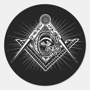 Pegatina Redonda Iluminati Símbolo de masón ocular