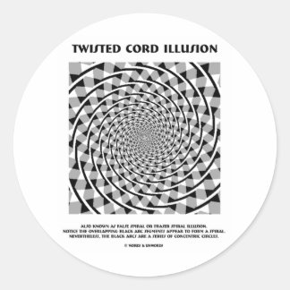 Pegatina Redonda Ilusión de cuerdas torcidas (espiral falsa)