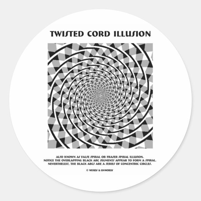 Pegatina Redonda Ilusión de cuerdas torcidas (espiral falsa) (Anverso)