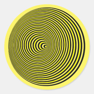 Pegatina Redonda Ilusión óptica 3D Círculo vibratorio amarillo