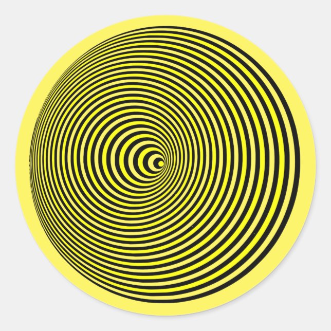 Pegatina Redonda Ilusión óptica 3D Círculo vibratorio amarillo (Anverso)