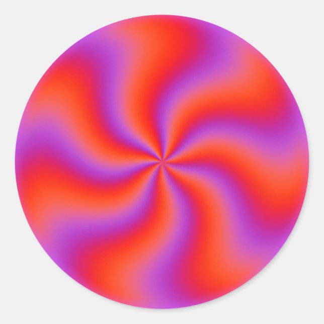 Pegatina Redonda Ilusión óptica espiral hipnótica Graciosa Neon (Anverso)